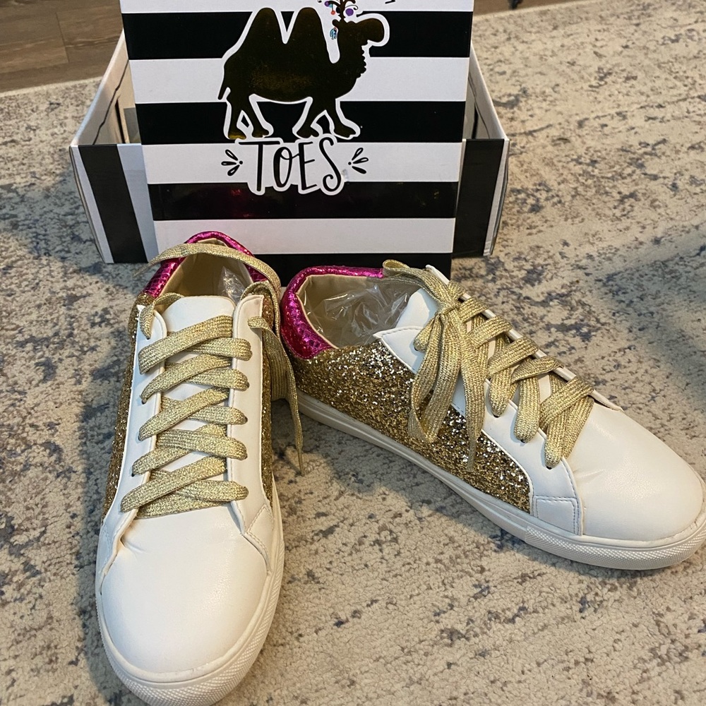 New in box Gold Glitter Sneakers